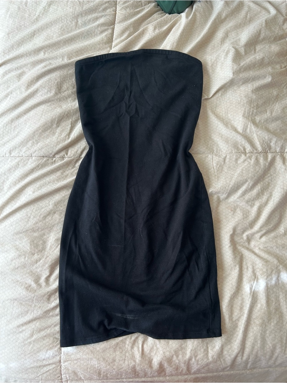 Black strapless mini dress